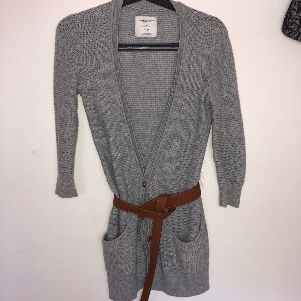 American eagle heather gray cardigan size small